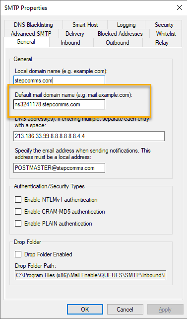 SMTP Properties